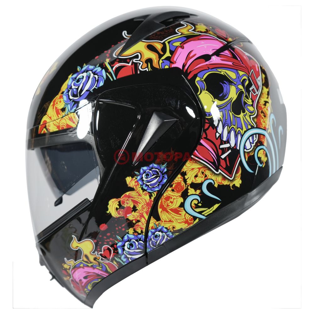 VRT - ÇENE AÇILIR VİZÖRLÜ KASK [MD-808] [KURU KAFA - ATEŞ] [S]