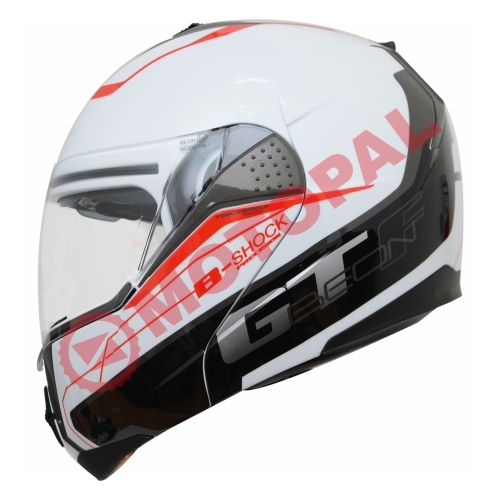 BEON- ÇENE AÇILIR VİZÖRLÜ KASK [B700] [BEYAZ-KIRMIZI] [B-SHOCK] [XL]