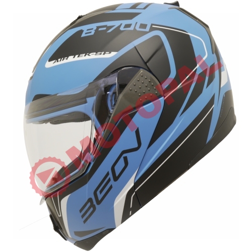 BEON- ÇENE AÇILIR VİZÖRLÜ KASK [B700] [MAVİ - SİYAH] [AIR TEK] [L]