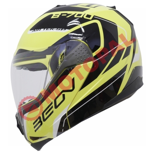 BEON- ÇENE AÇILIR VİZÖRLÜ KASK [B700] [SARI-SİYAH] [AIR TEK] [XL]