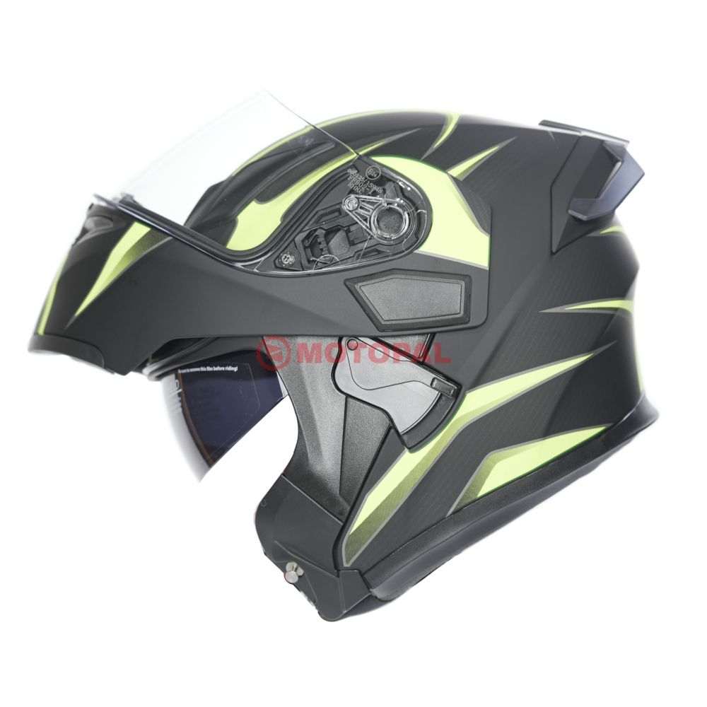 KC-ÇENE AÇILIR VİZÖRLÜ KASK [KC902B] MAT SİYAH - NEON YEŞİL [S] E BELGELİ
