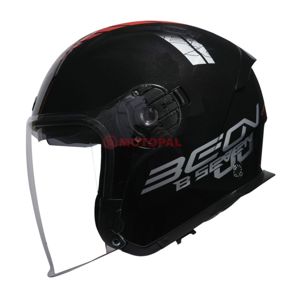 BEON- ÇENESİZ VİZÖRLÜ YAZLIK KASK [B203] [SİYAH-KIRMIZI] [S]